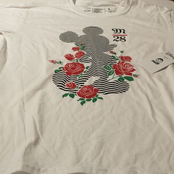 Disney Mickey Mouse Roses T-Shirt Collection By Neff. Youth Large.New With Tags. - Picture 1 of 2